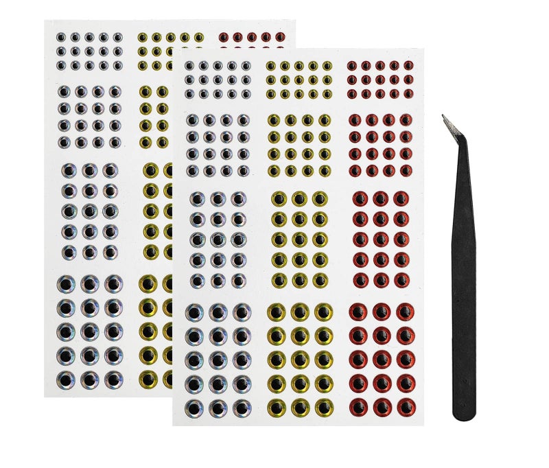Mimilure 2D/3D/4D/5D Fishing Eyes Oval Pupil Fishing Lure Eye for Making Fishing Lure and Fly Tying (2D Red Yellow White) - Image 1